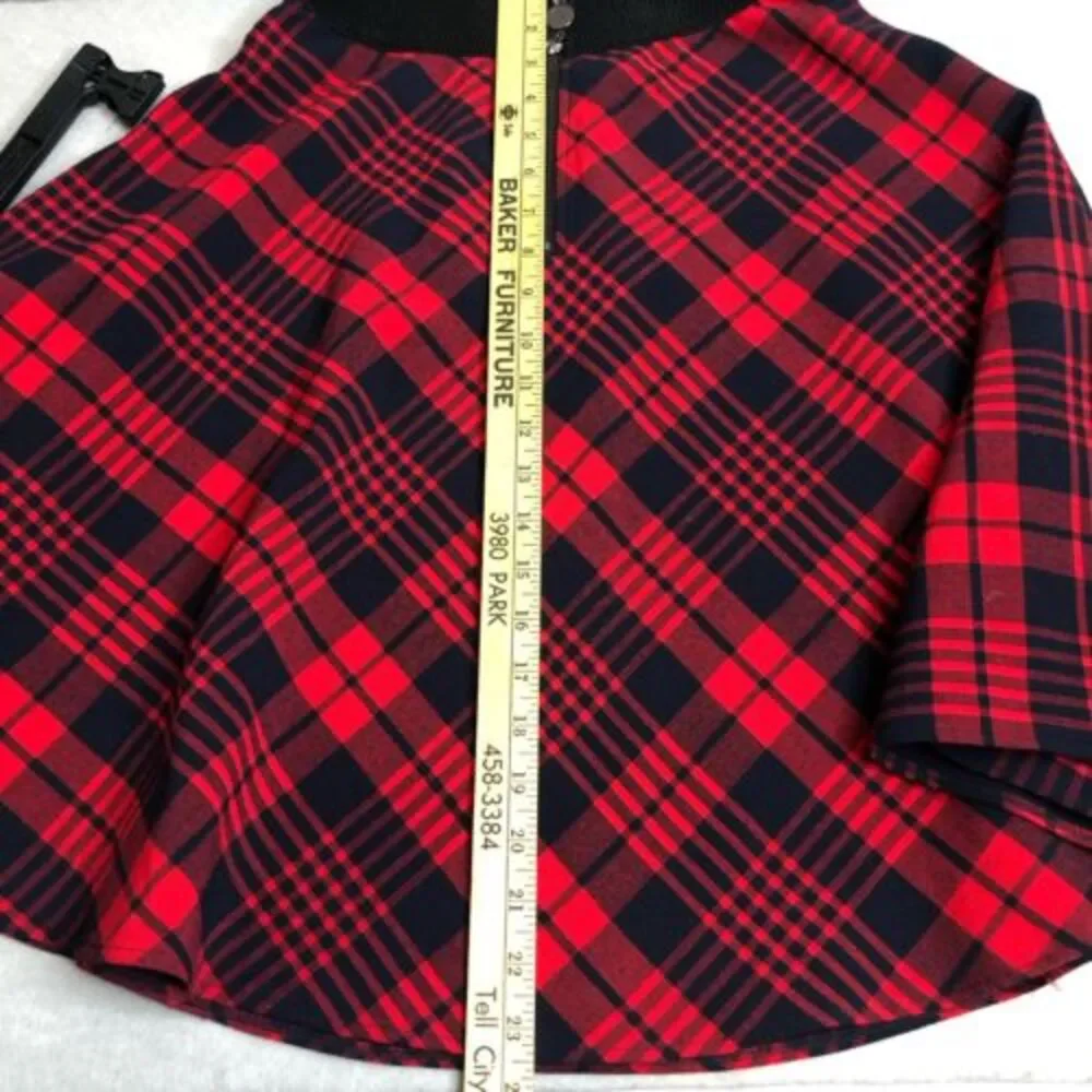 Only True Streetwear Retro Circle Midi Skirt Womens Size‎ 26 Red/Navy Plaid
